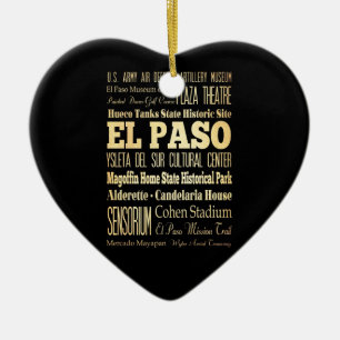El Paso stad av Texas statlig typografikonst Julgransprydnad Keramik