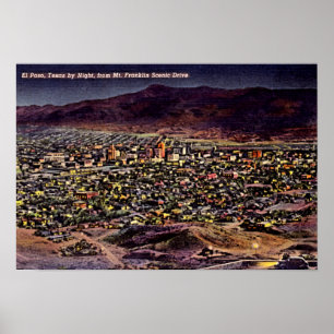 El Paso Texas Birdseye natt 1940 Poster