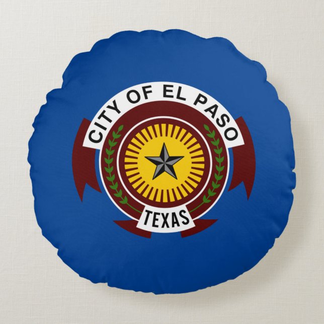El Paso (Texas) City flagga Rund Kudde (Framsidan)