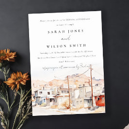 El Paso Texas City Scape Bröllop-årsdag Inbjudningar