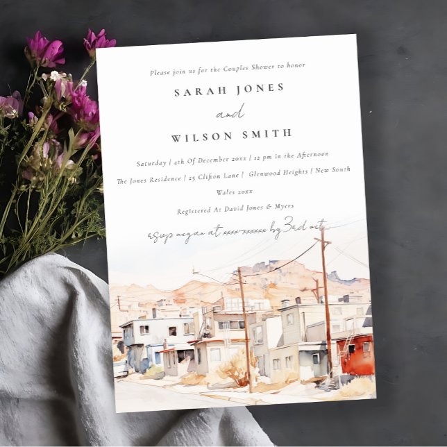 El Paso Texas City Scape Watercolor Par Shower Inbjudningar (Skapare uppladdad)