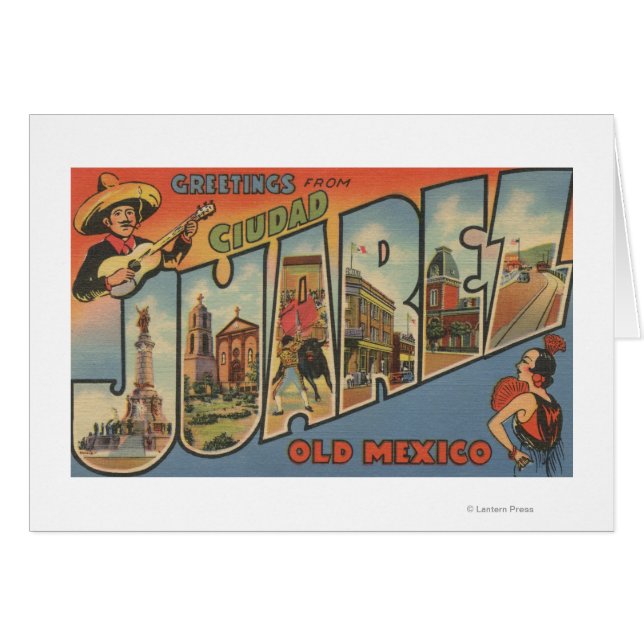 El Paso, Texas - Ciudad Juarez Hälsningskort (Framsidan Horizontal)