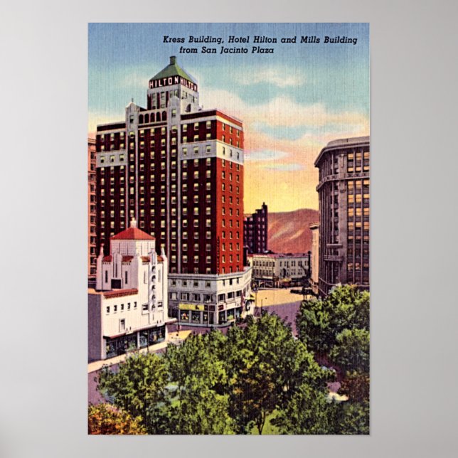 El Paso, Texas Downtown 1940 Poster (Framsidan)