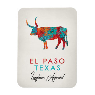 El Paso Texas färgrik Longhorn Magnet