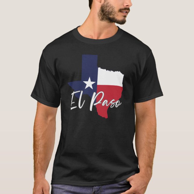El Paso, Texas Flagga Karta Herr Svart T Shirt (Framsida)
