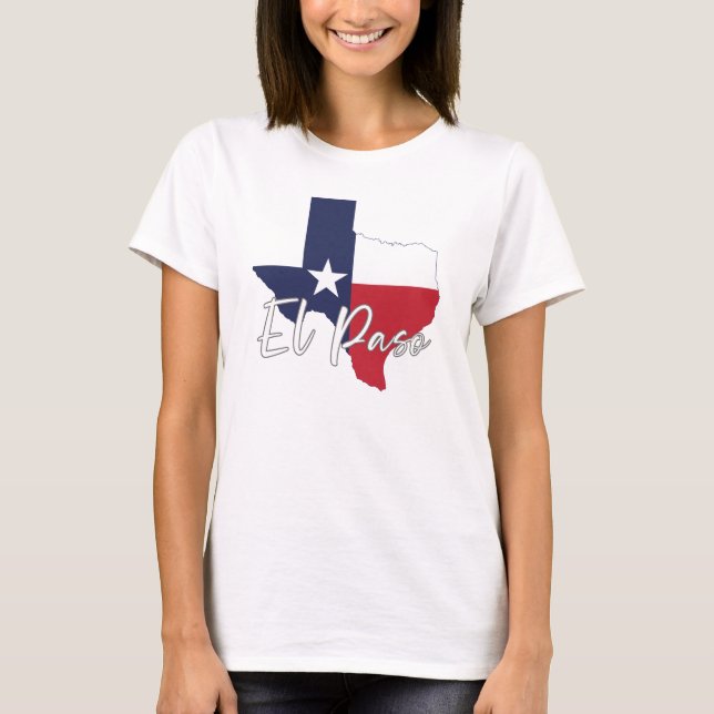 El Paso, Texas Flagga Karta Women's White T Shirt (Framsida)