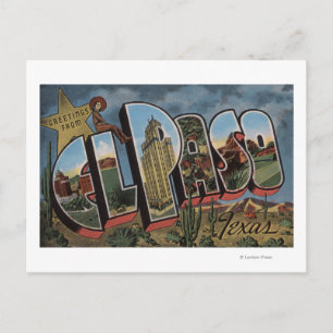 El Paso, Texas - Large Brev Scenes Vykort