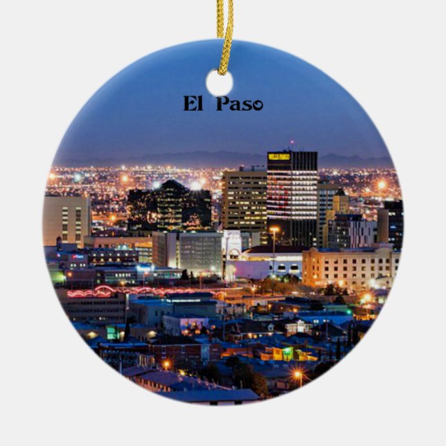 El Paso, Texas på natten  Julgransprydnad Keramik (Framsidan)