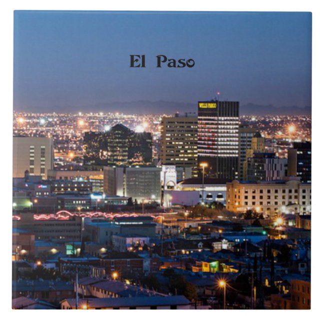 El Paso, Texas på natten Kakelplatta (Framsidan)