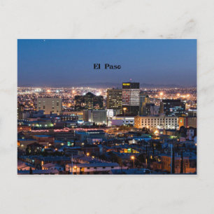 El Paso, Texas på natten Vykort