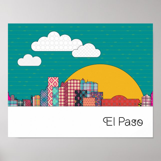 El Paso, Texas Skyline Poster (Framsidan)