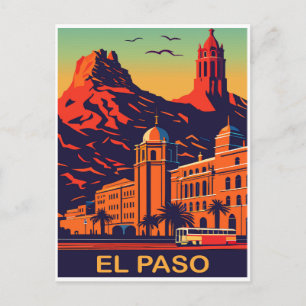 El Paso, Texas, Solnedgång över bergen, Resa Vykort