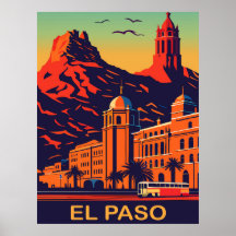 El Paso, Texas, solnedgången över bergen, resning