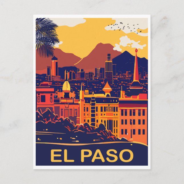 El Paso, Texas, Stadens Landskap, Resa Vykort (Framsida)