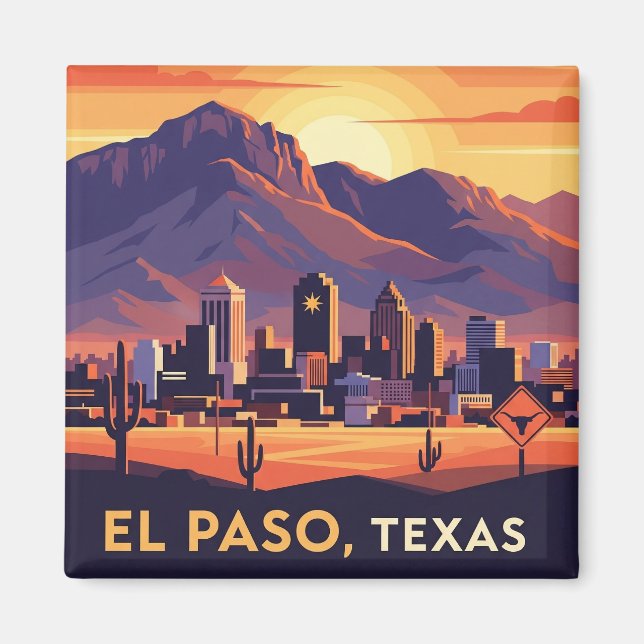 El Paso Texas Travel Magnet (Framsidan)