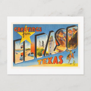 El Paso Texas TX gammal vintage resorsouvenir Vykort