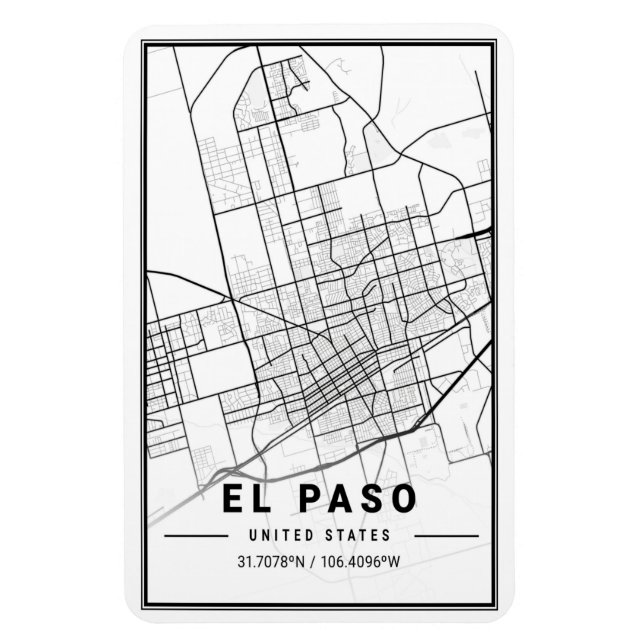 El Paso Texas USA City Travel City Karta Magnet (Vertikal)
