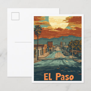 El Paso Texas USA Konst Resa Illustration Vykort