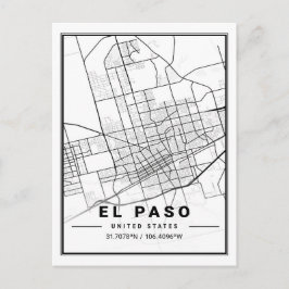 El Paso Texas USA Travel City Karta Poster Vykort