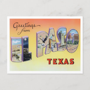 El Paso, Texas Vintage Big Brev Postcard Vykort