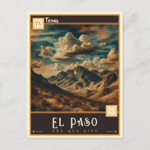 El Paso, Texas VINTAGE Vykort
