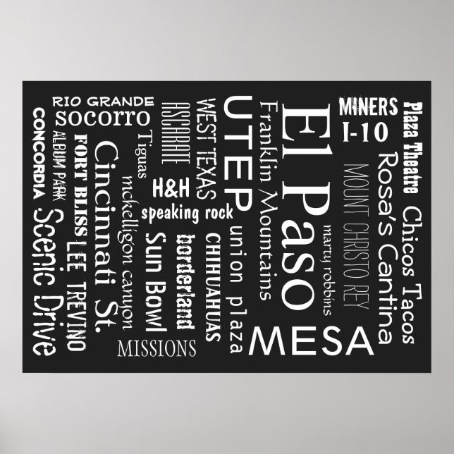 El Paso TX-landmärken Poster (Framsidan)