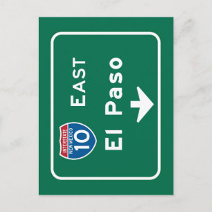 El Paso, TX Road Sign Vykort