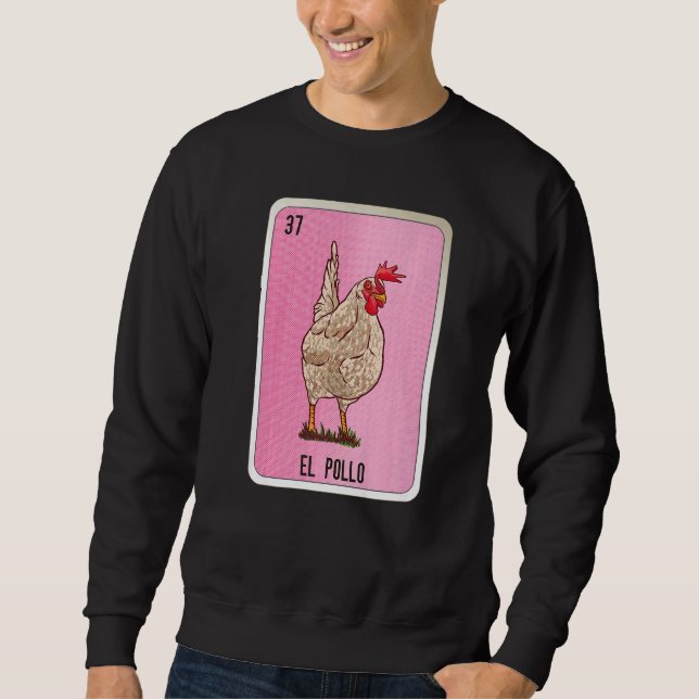 El Pollo Mexican Slang Lottery Bingo Cards   Lång Ärmad Tröja (Framsida)