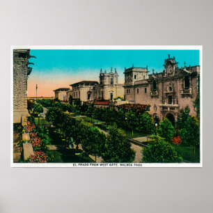 El Prado från Väster, Balboa Park Poster