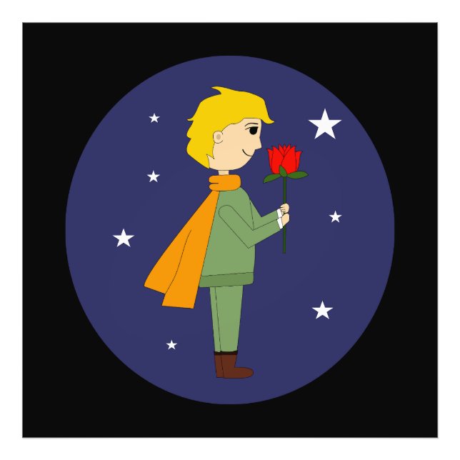 El principito admirando su rosa fototryck (Framsidan)