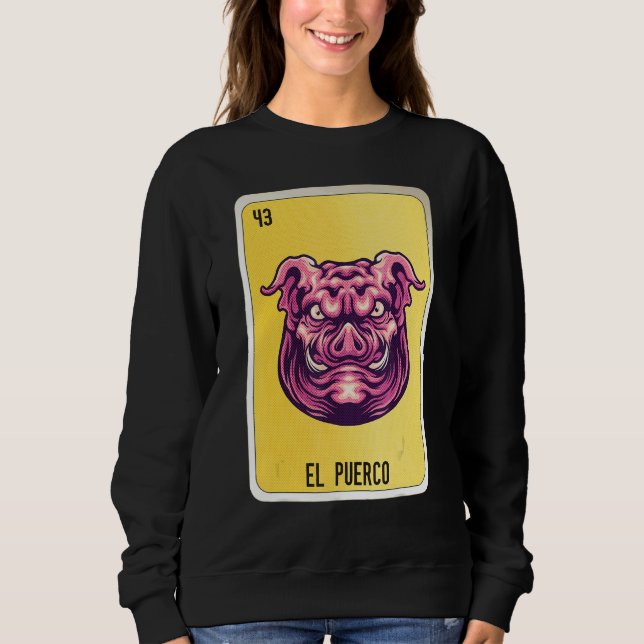 El Puerco Mexican Slang Lottery Bingo Cards T Shirt (Framsida)
