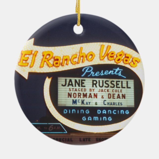 El Rancho Vegas Neon Sign 1959 Las Vegas Casino Julgransprydnad Keramik (Baksidan)