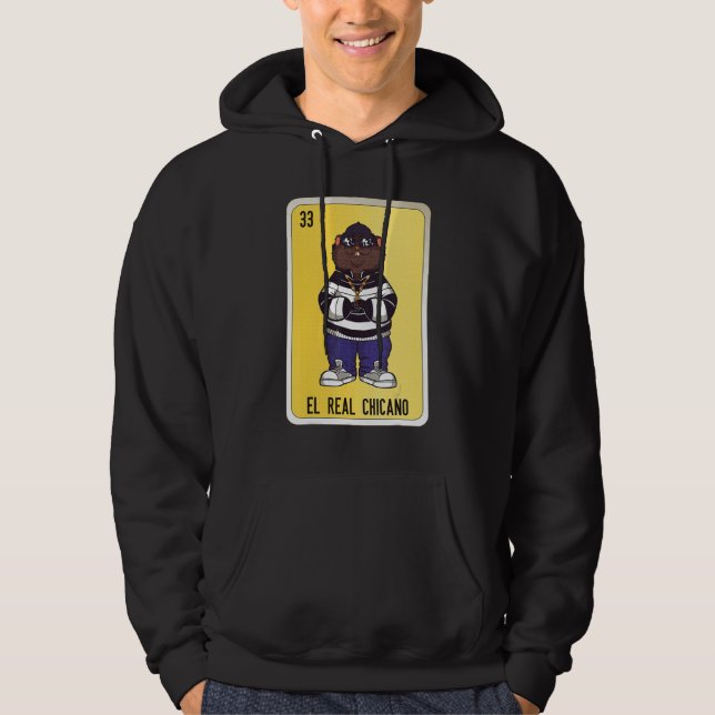 El Real Chicano Mexican Slang Lottery Bingo Cards Hoodie (Framsida)