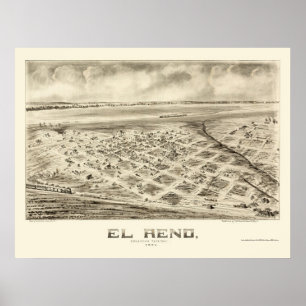 El Reno, OK Panoramic Karta - 1891 Poster