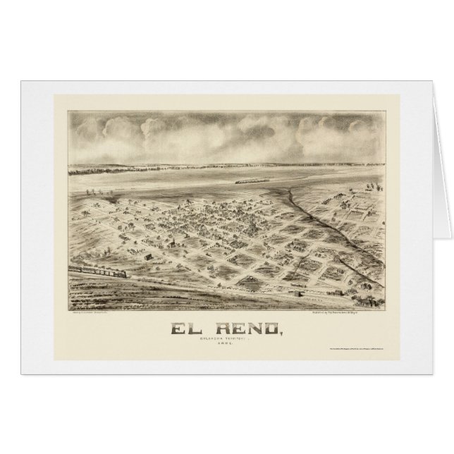 El Reno, reko panorama- karta - 1891 Hälsningskort (Framsidan Horizontal)
