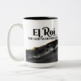 El Roi Gud som ser mig svartmarmor Monogram  Två-Tonad Mugg