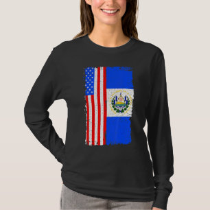 El Salvador American Flagga saloran Root Heritage T Shirt