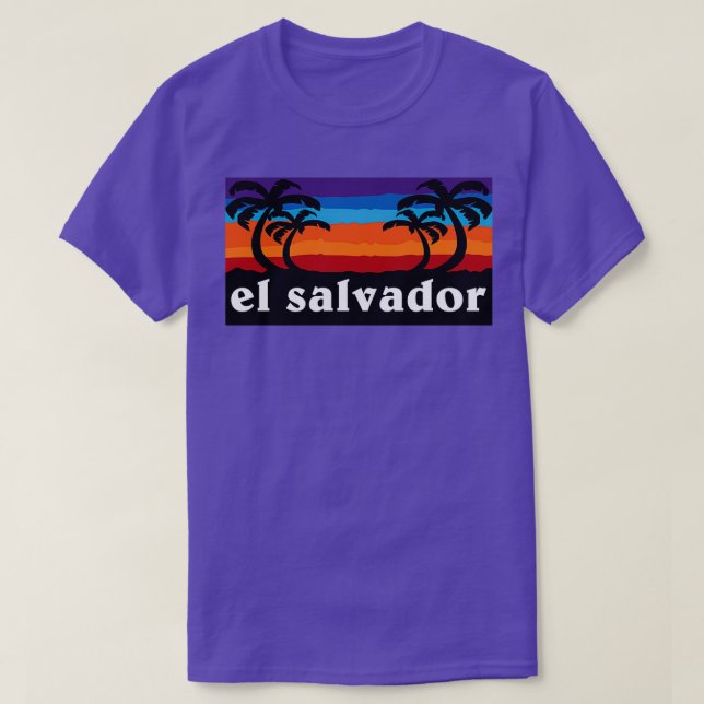 El Salvador Beach Sunset Handflatan Träd Exdoor Su T Shirt (Design framsida)