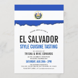 El Salvador-Cuisineet Party Flagga White Inbjudan