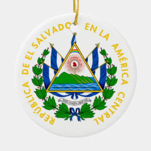 El Salvador - emblem/flagga/vapensköld/symbol Julgransprydnad Keramik
