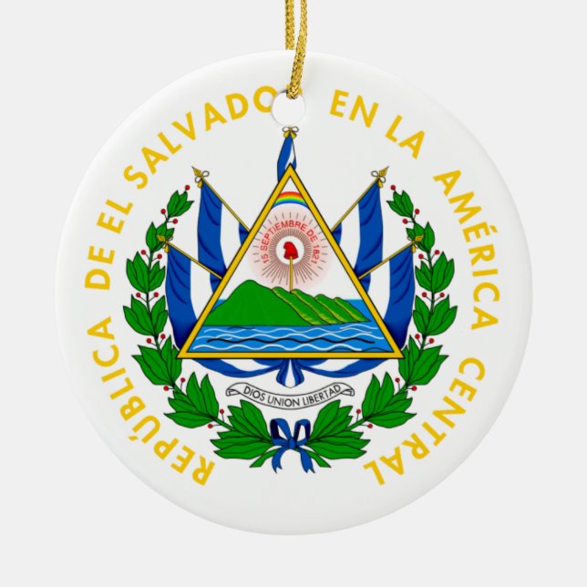 El Salvador - emblem/flagga/vapensköld/symbol Julgransprydnad Keramik (Framsidan)