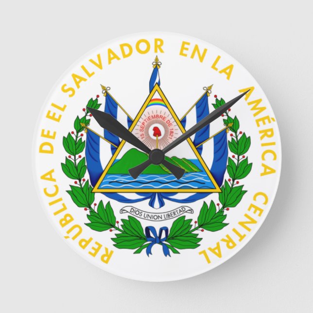 El Salvador - emblem/flagga/vapensköld/symbol Rund Klocka (Framsida)