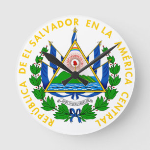 El Salvador - emblem/flagga/vapensköld/symbol Rund Klocka