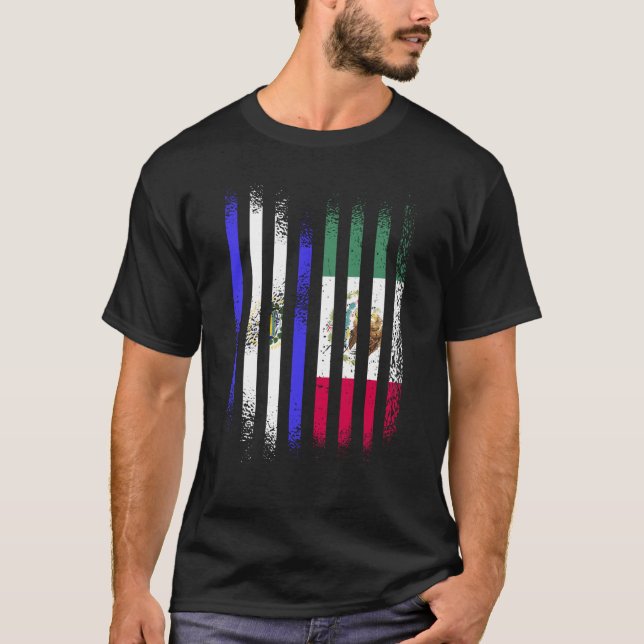 El Salvador Flag Mexico Grown Country Flags Stripe T Shirt (Framsida)