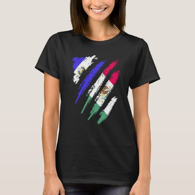 El Salvador Flag Mexico Grown Patriot Country Stri T Shirt (Framsida)
