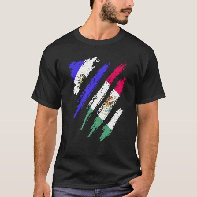 El Salvador Flag Mexico Grown Patriot Country Stri T Shirt (Framsida)