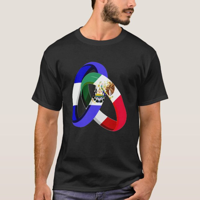 El Salvador Flag Mexico Grown Ring Marriage Weddin T Shirt (Framsida)