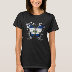 El Salvador Flagga Butterfly Graphic T Shirt