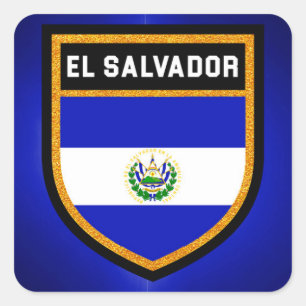 El Salvador Flagga Fyrkantigt Klistermärke