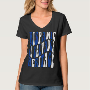 El Salvador Flagga Groovy och Vågigt det latinamer T Shirt